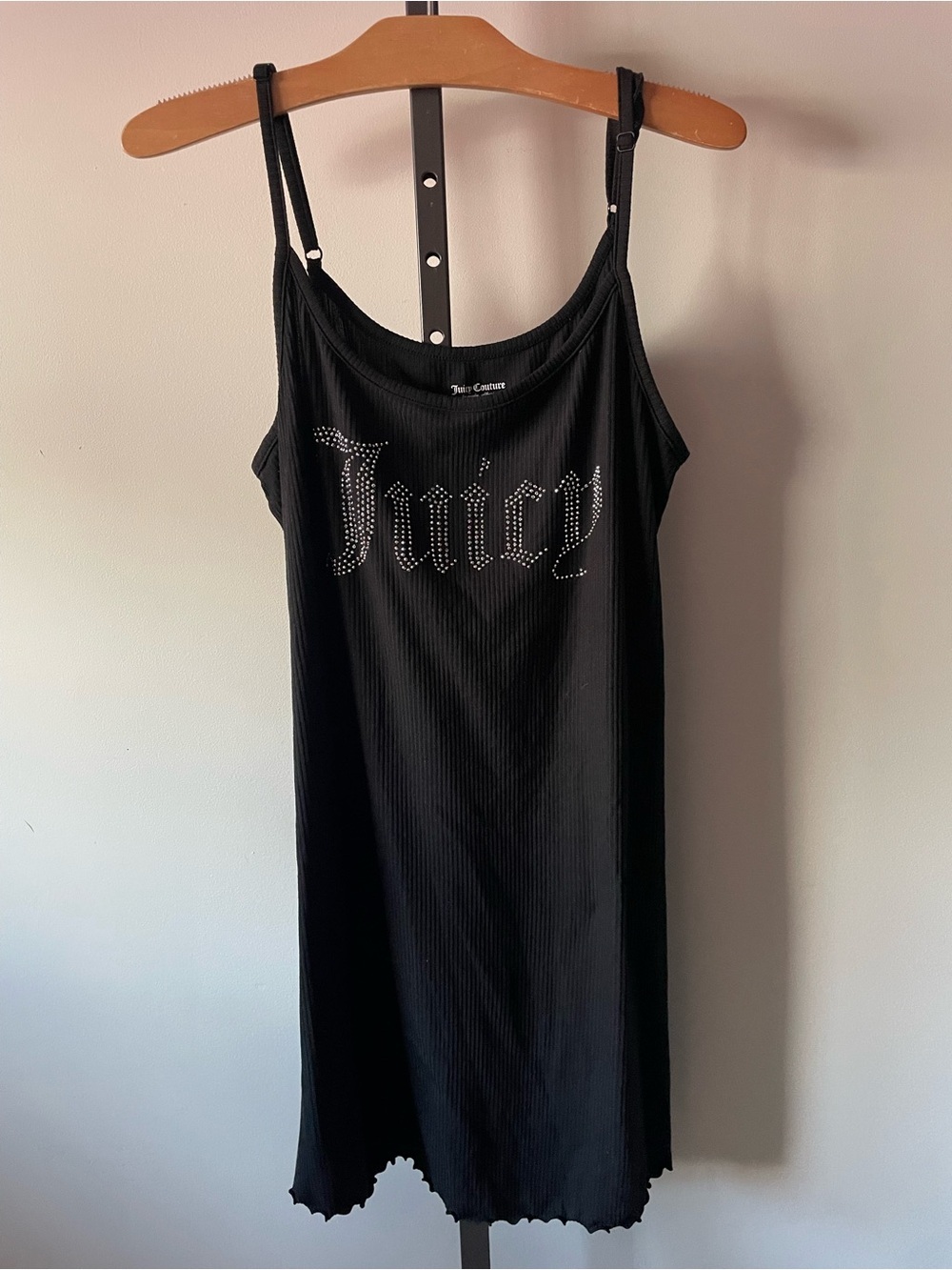 Juicy Couture Ribbed Rhinestone Logo Slip Dress Sleepwear XL